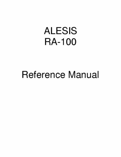 Alesis RA 100 Power Amp Owner Manual